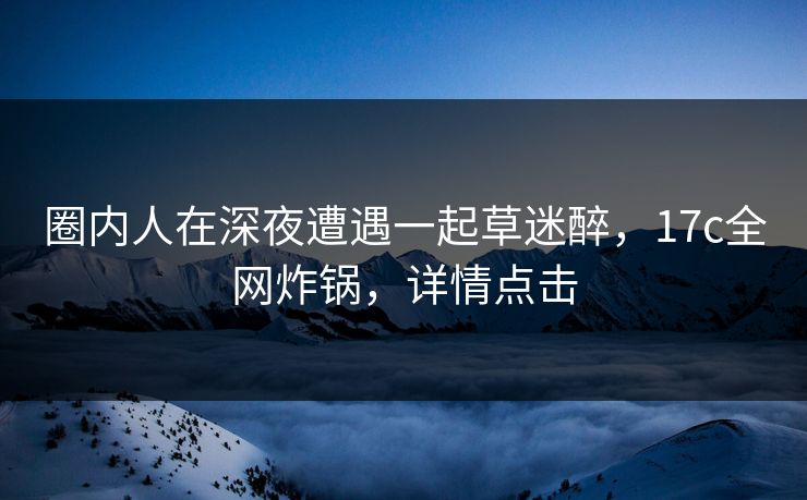 圈内人在深夜遭遇一起草迷醉，17c全网炸锅，详情点击