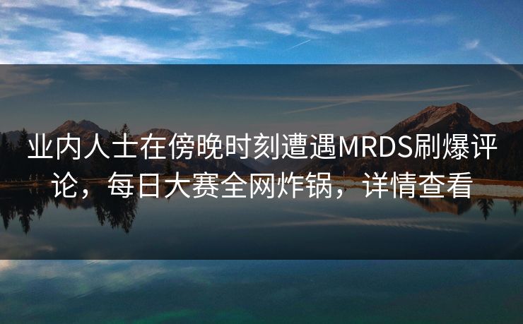 业内人士在傍晚时刻遭遇MRDS刷爆评论，每日大赛全网炸锅，详情查看